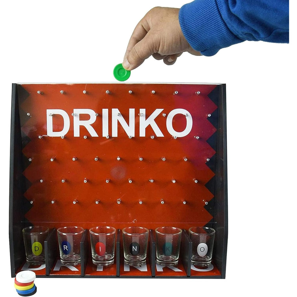 Joc de baut gravitational, pentru petreceri, pana la 6 jucatori, plastic si sticla, rosu [6]
