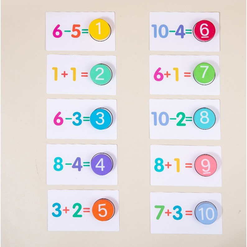 Joc educational cu cifre din lemn, 46 planse, invatare adunare si scadere, multicolor [2]