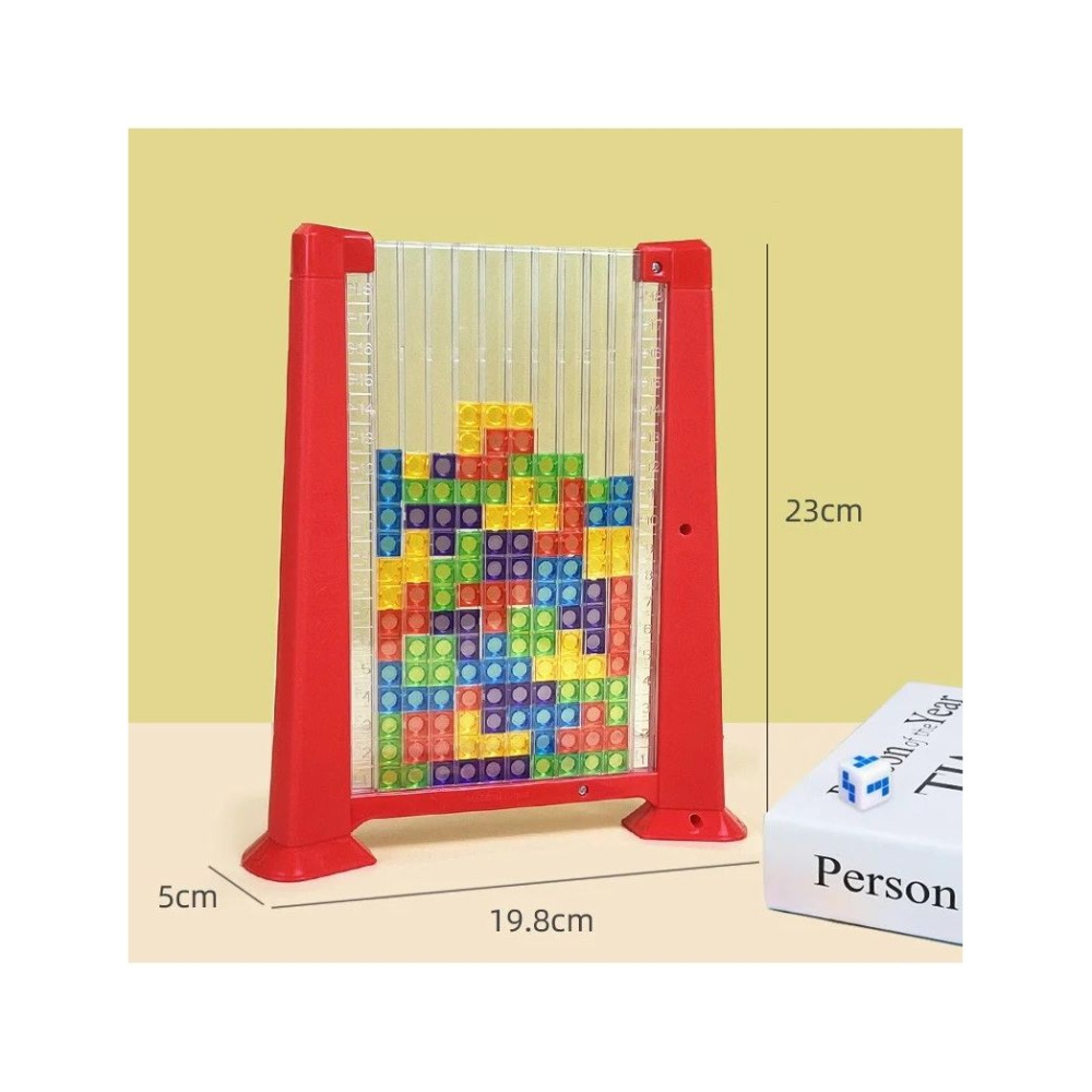 Joc inteligenta Tetris puzzle tangram, 70 piese multicolore, cadru rosu, plastic [6]