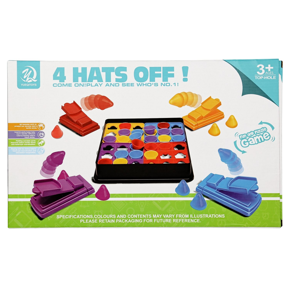 Joc interactiv pentru copii, 4 Hats Off, tabla de joc, figurine palarii, multicolor [6]
