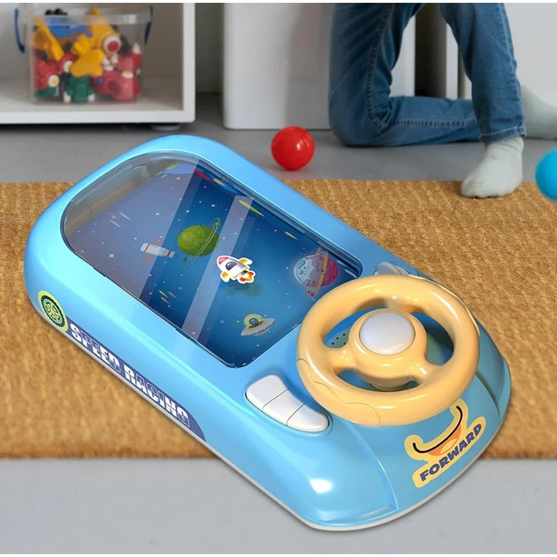 Joc simulator de condus, volan interactiv, efecte sonore, din ABS, albastru [4]