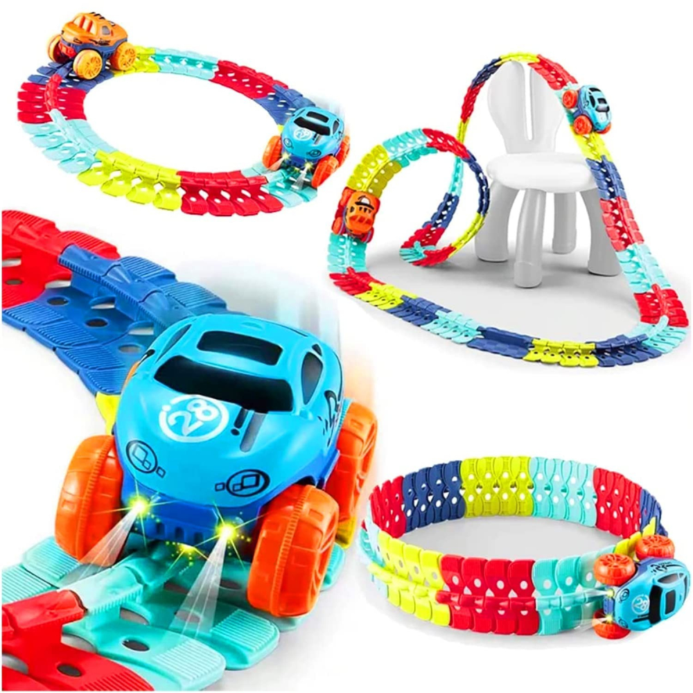 Jucarie de constructie RollerCoaster, 138 piese, masinuta electrica, plastic multicolor [2]