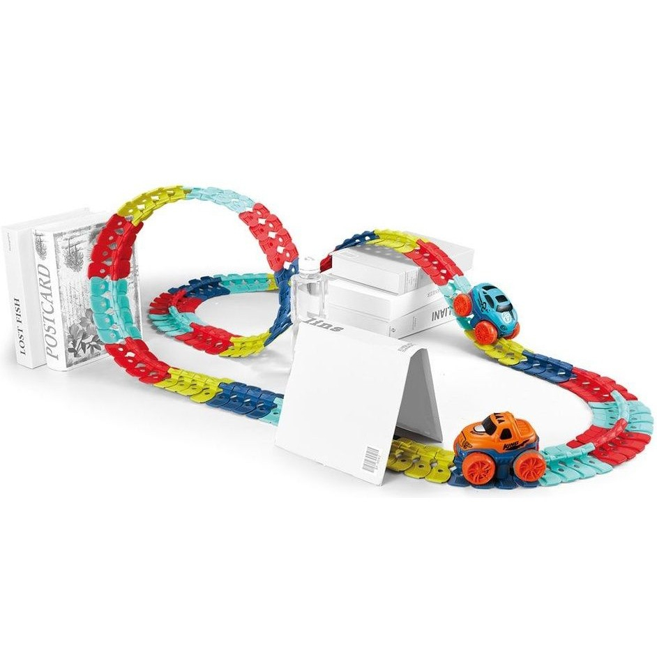 Jucarie de constructie RollerCoaster, 138 piese, masinuta electrica, plastic multicolor [3]