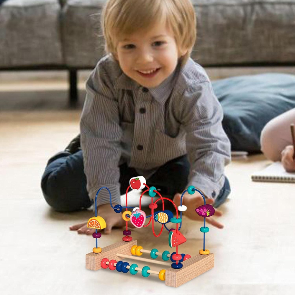 jucarie lemn montessori labirint motricitate abac colorat [3]