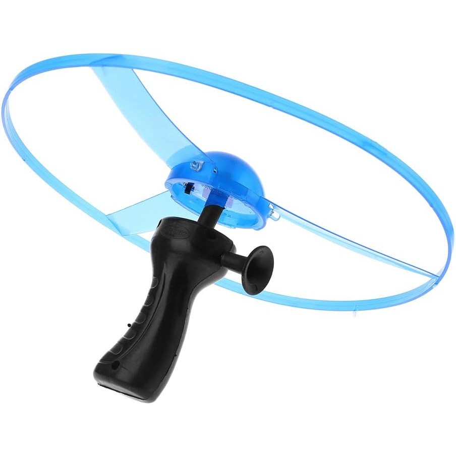 Jucarie disc zburator, aruncator manual cu lumini albastre, plastic rezistent, albastru [6]