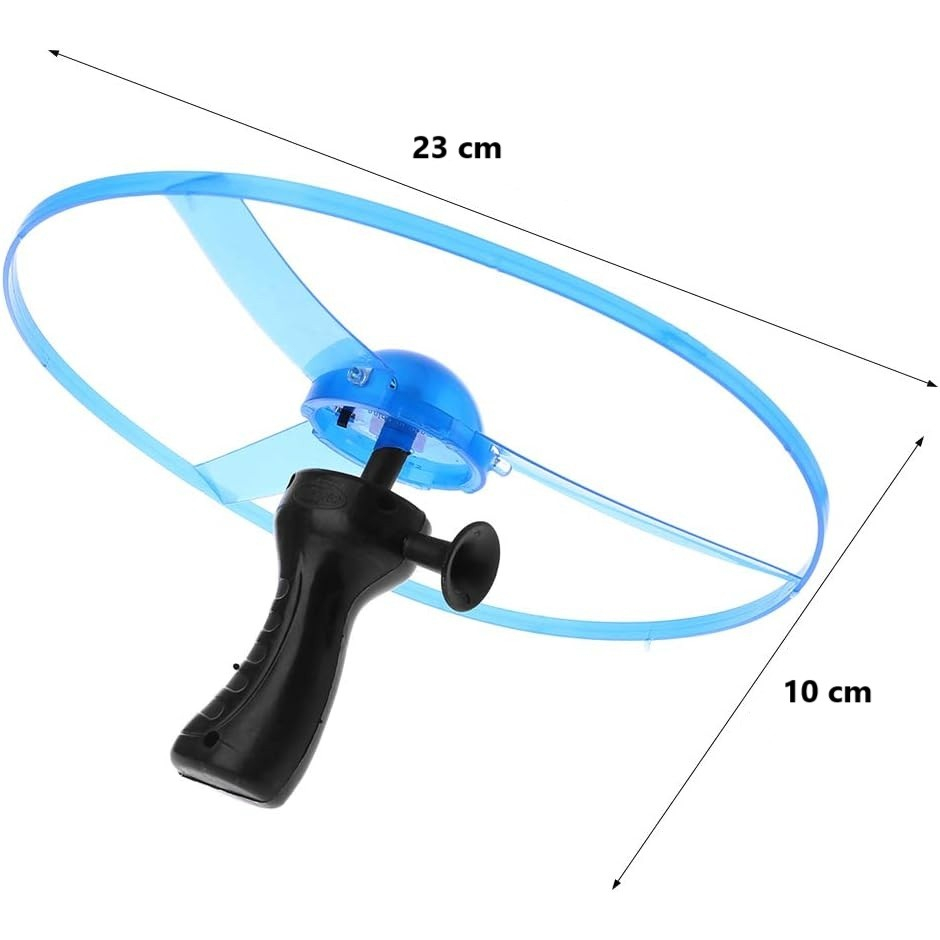 Jucarie disc zburator, aruncator manual cu lumini albastre, plastic rezistent, albastru [7]
