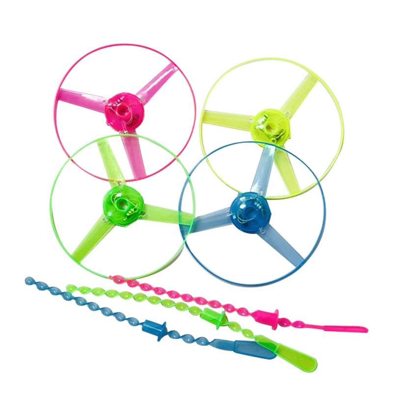 Jucarie disc zburator, aruncator manual, cu lumini LED, din plastic ABS, galben [3]