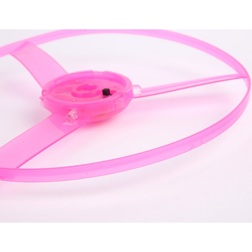 Jucarie disc zburator, aruncator manual cu lumini, plastic roz [5]