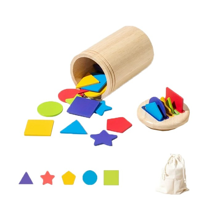 Jucarie educativa din lemn, sortator forme geometrice, 28 piese, multicolor [1]