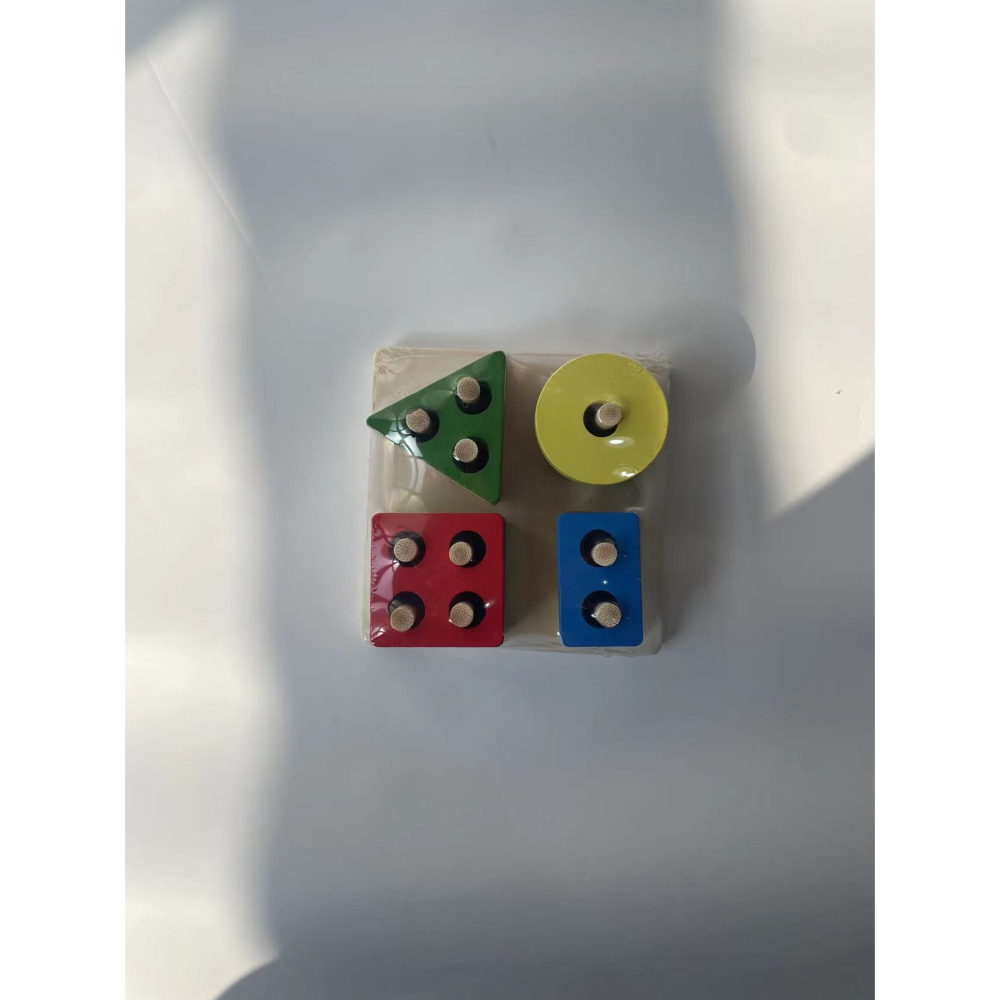 Jucarie educativa Montessori, forme geometrice, 16 piese, lemn multicolor [10]