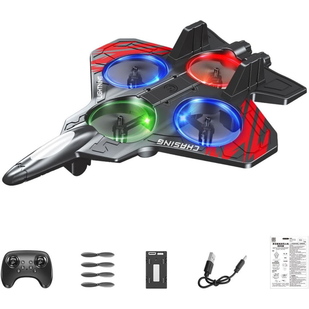 jucarie aeronava de lupta telecomanda spuma EVA negru rosu [6]