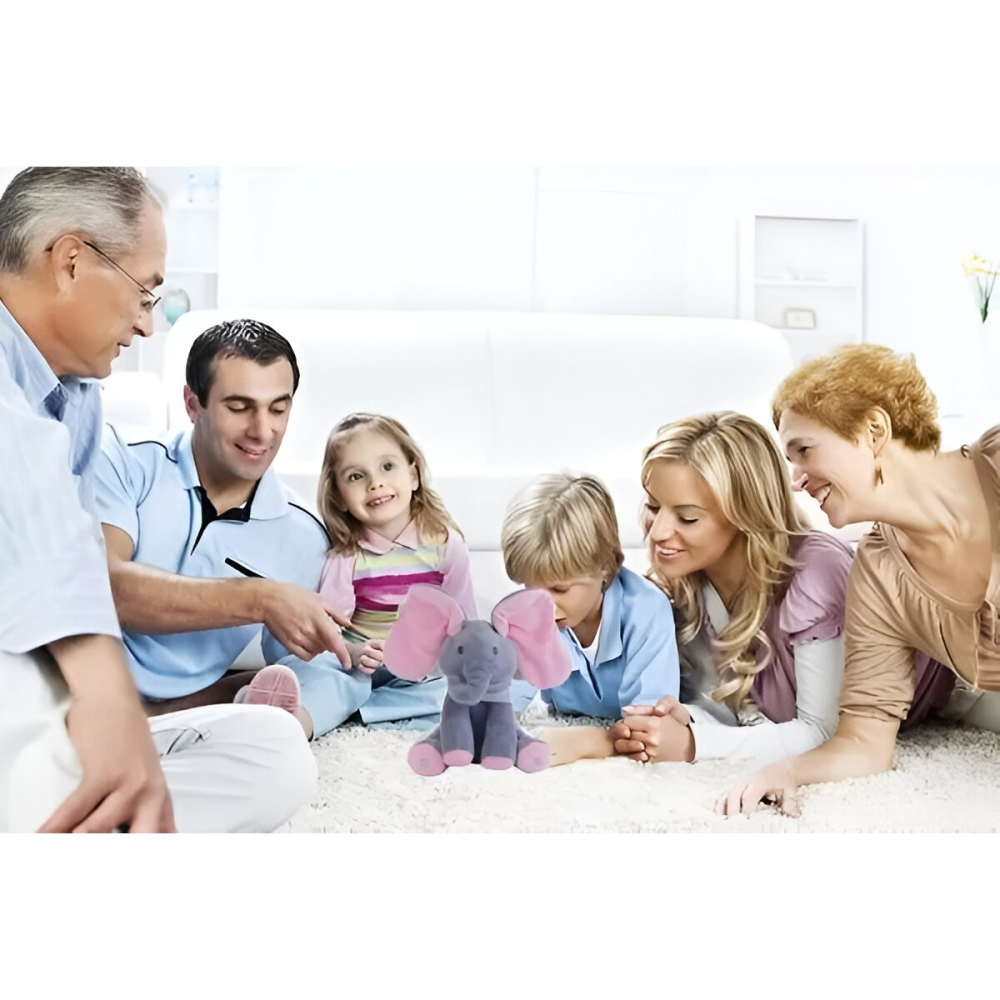 jucarie elefantel muzical plus moale 30 cm roz gri [3]