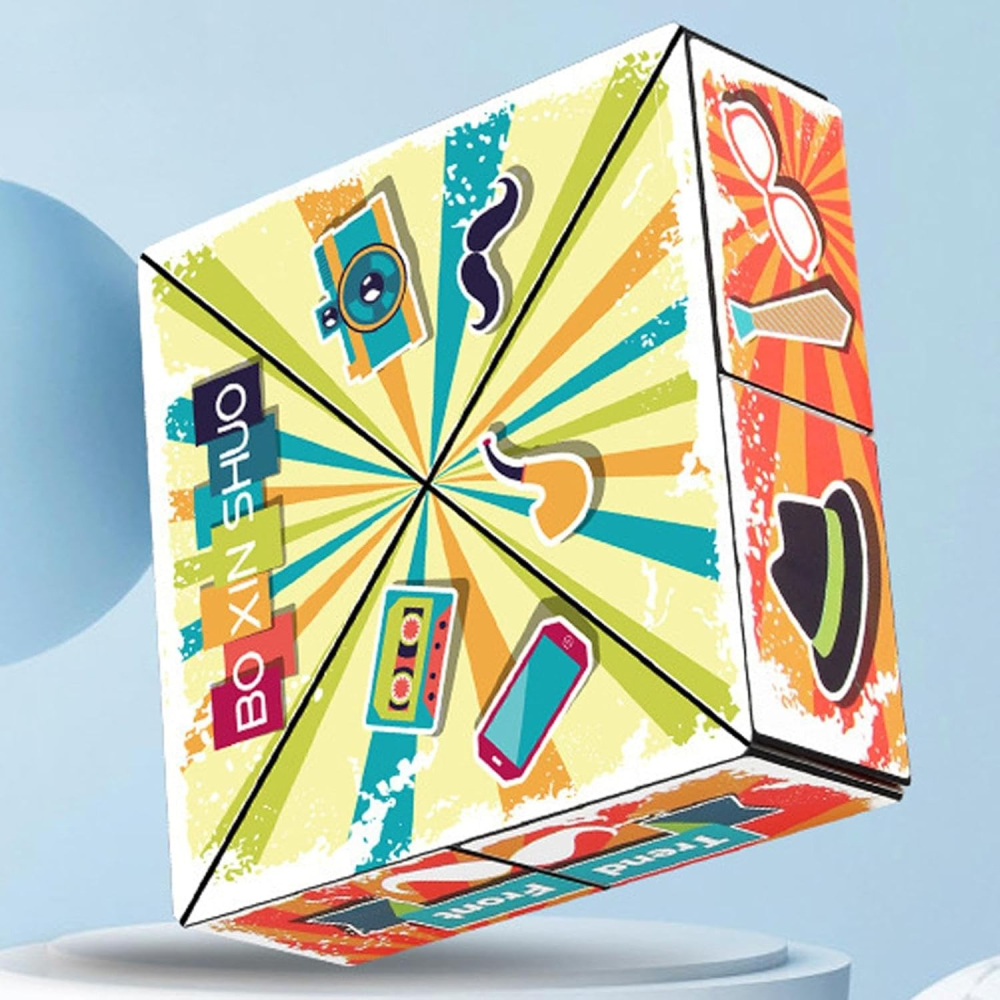 Jucarie interactiva, Magic Cube, puzzle transformabil, plastic multicolor, 8x8x3 cm [5]