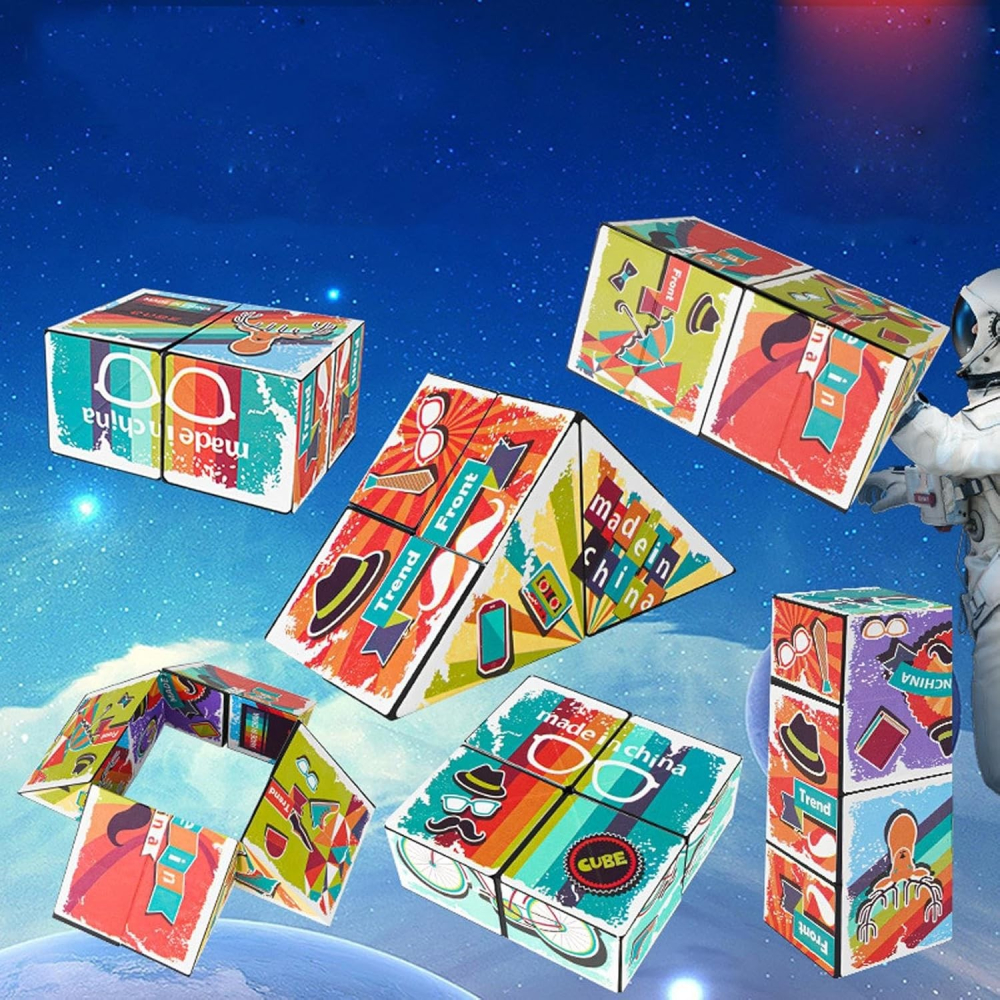 Jucarie interactiva, Magic Cube, puzzle transformabil, plastic multicolor, 8x8x3 cm [6]