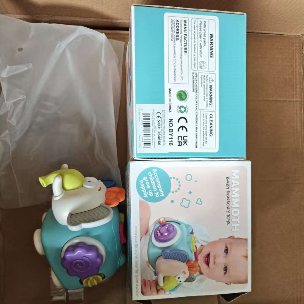 Jucarie interactiva Montessori, model elefant dragut, din plastic rezistent, verde deschis [7]