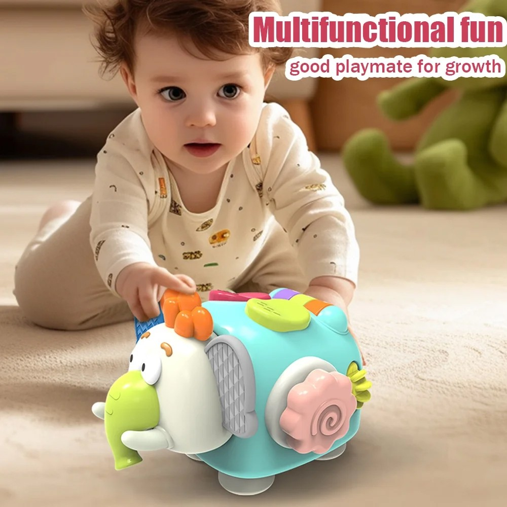 Jucarie interactiva Montessori, model elefant dragut, din plastic rezistent, verde deschis [6]