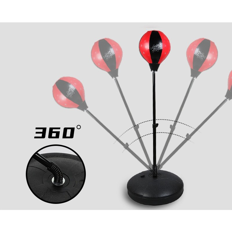 Jucarie interactiva sfera de box, model cu suport, manusi incluse, inaltime reglabila, rosu-negru [3]