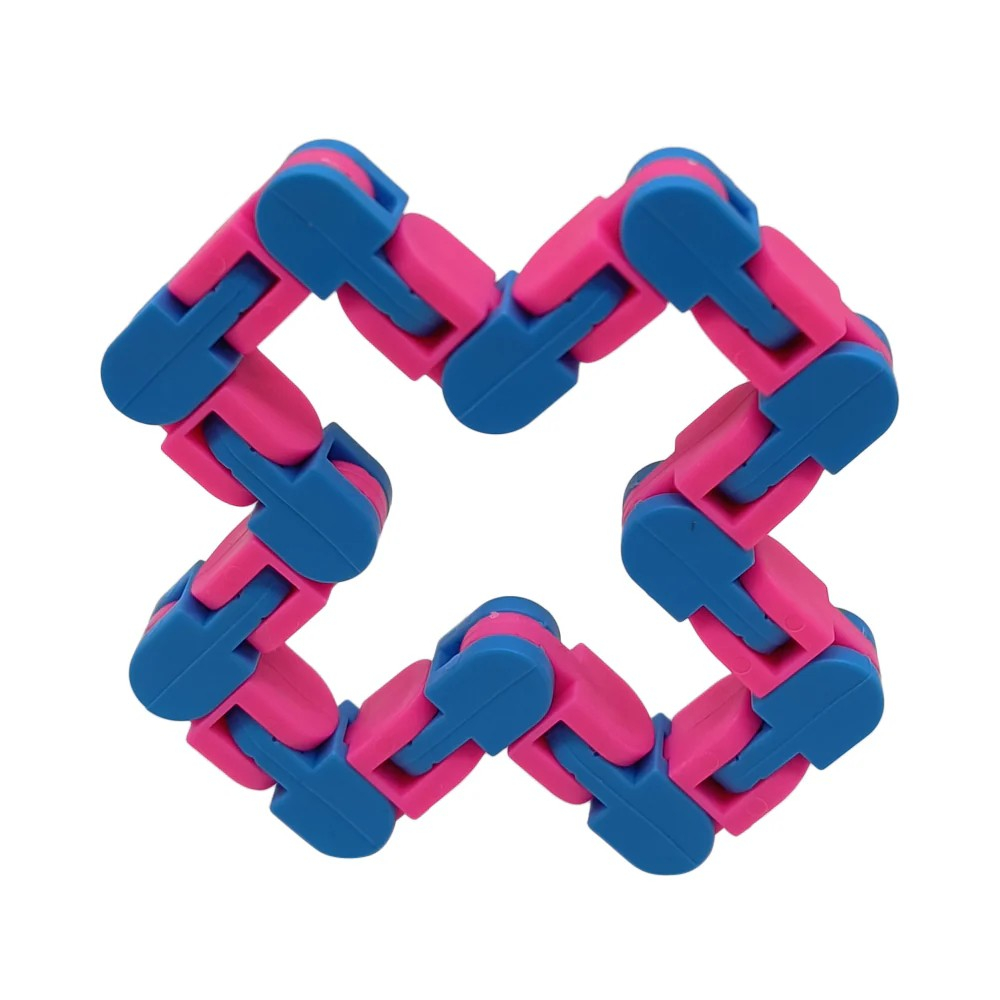 Jucarie senzoriala antistres, puzzle tip sarpe, 24 piese, albastru-roz [2]