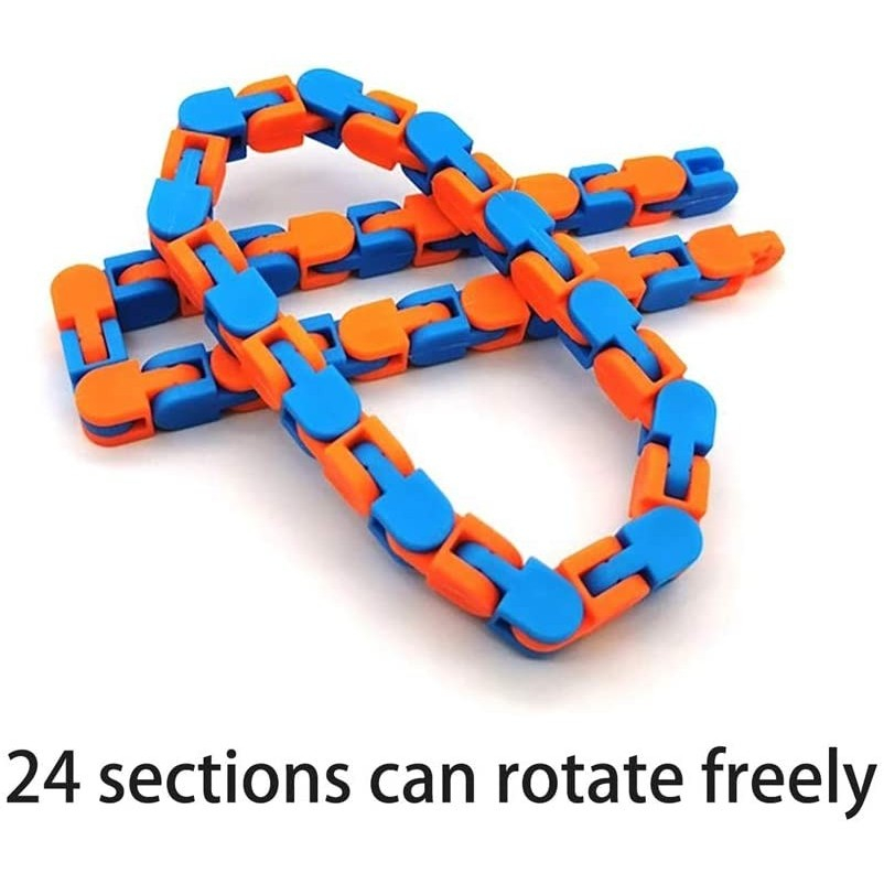 jucarie senzoriala antistres puzzle tip sarpe 24 piese portocaliu albastru [5]