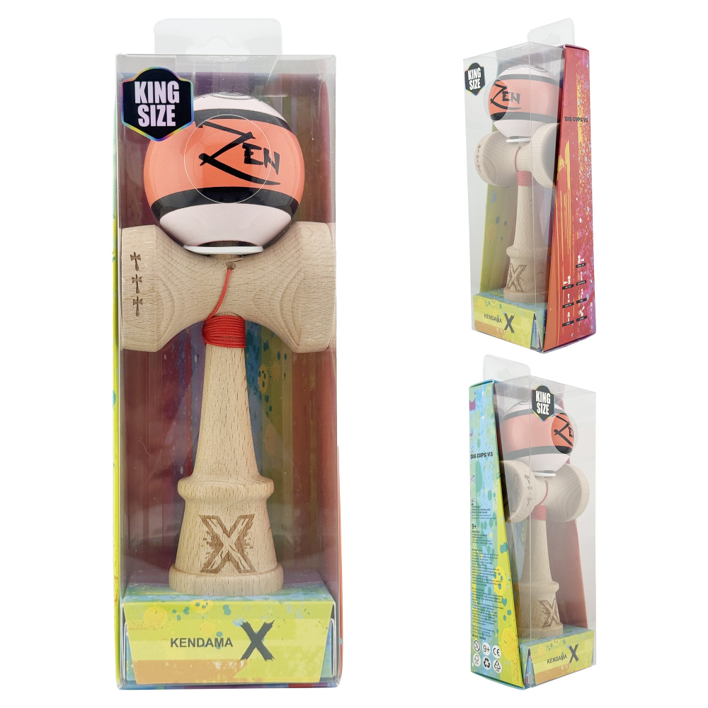 kendama profesionala cu cupe mari King Size V3 lemn coral [4]