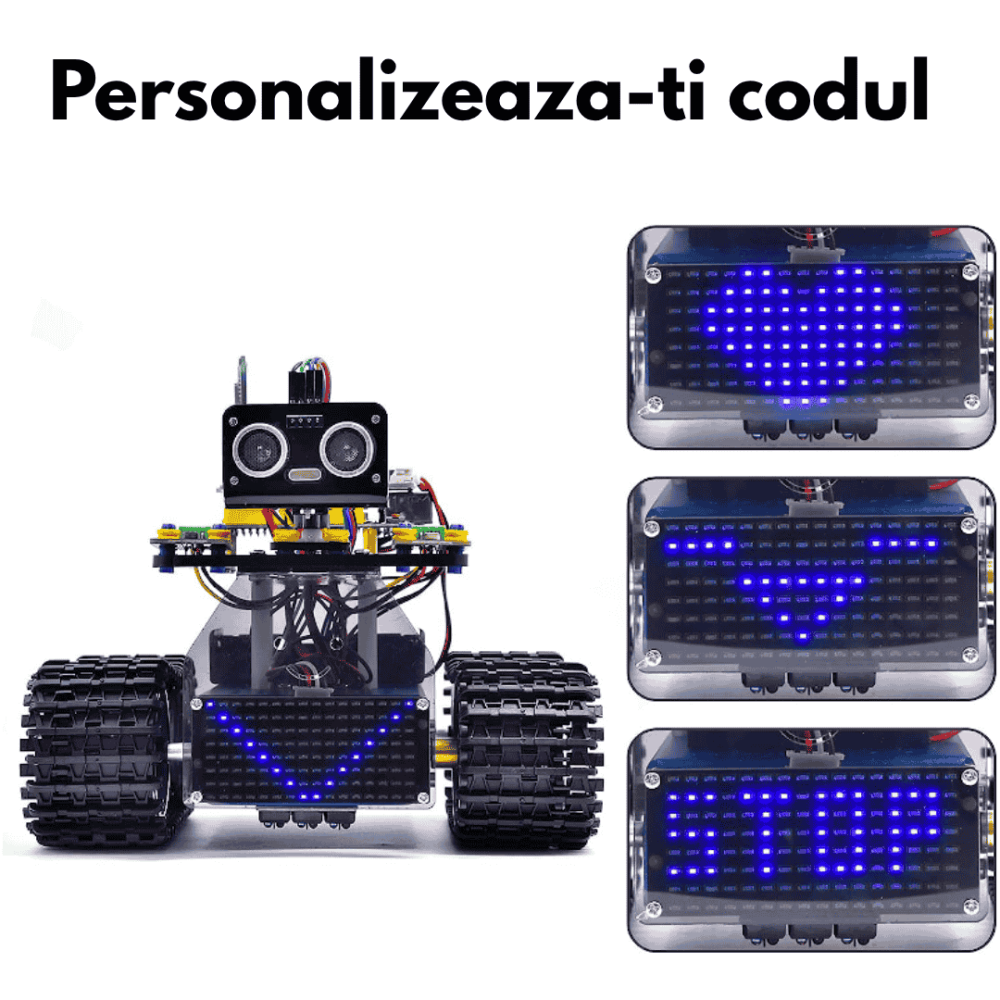 Kit educational Robot Tank STEM V3.0 – programabil Arduino & KidsBlock, cu senzori multi-funcție [3]