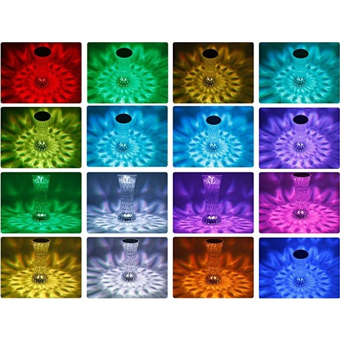 Lampa de birou LED RGB 16 culori, dimmer tactil, incarcare USB, forma vaza transparenta [7]