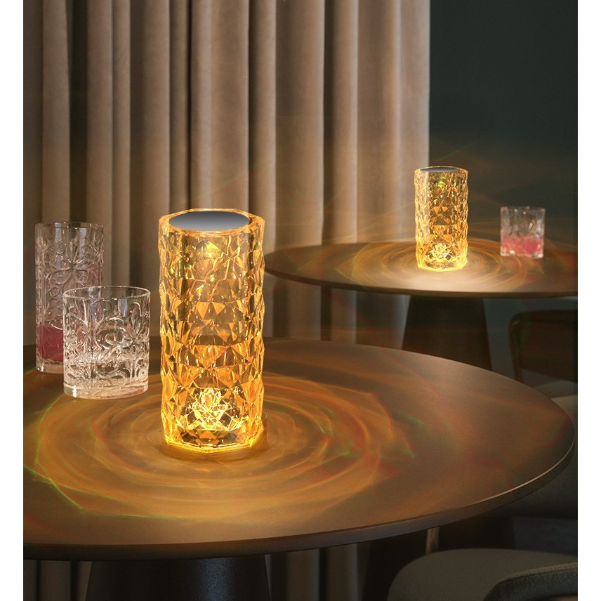 Lampa de birou LED RGB, dimmer tactil, 3 nivele intensitate, cristal acrilic, telecomanda [8]
