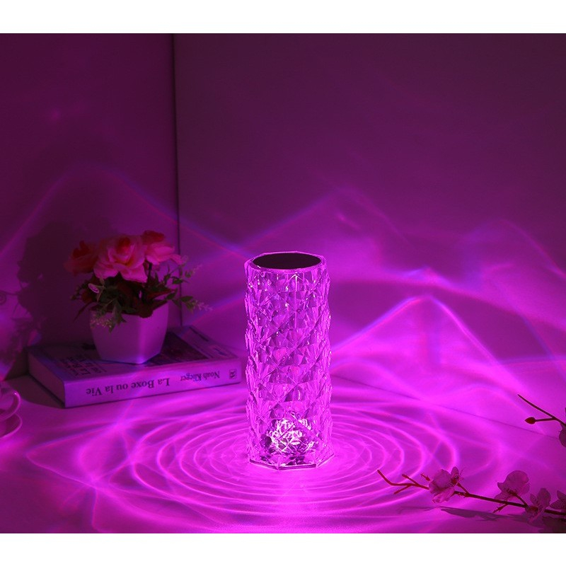Lampa de birou LED RGB, dimmer tactil, 3 nivele intensitate, cristal acrilic, telecomanda [10]