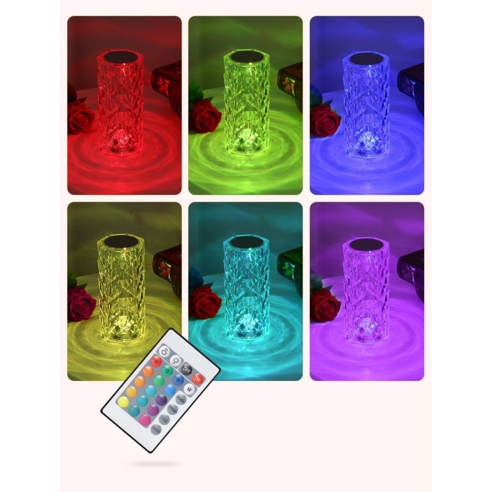 Lampa de birou LED RGB, dimmer tactil, 3 nivele intensitate, cristal acrilic, telecomanda [2]