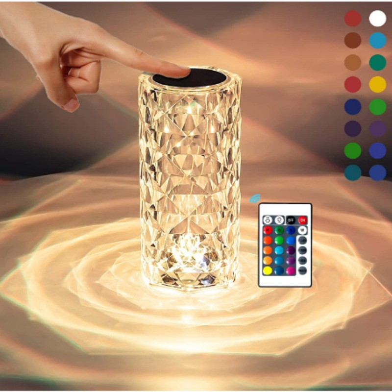 Lampa de birou LED RGB, dimmer tactil, 3 nivele intensitate, cristal acrilic, telecomanda [5]