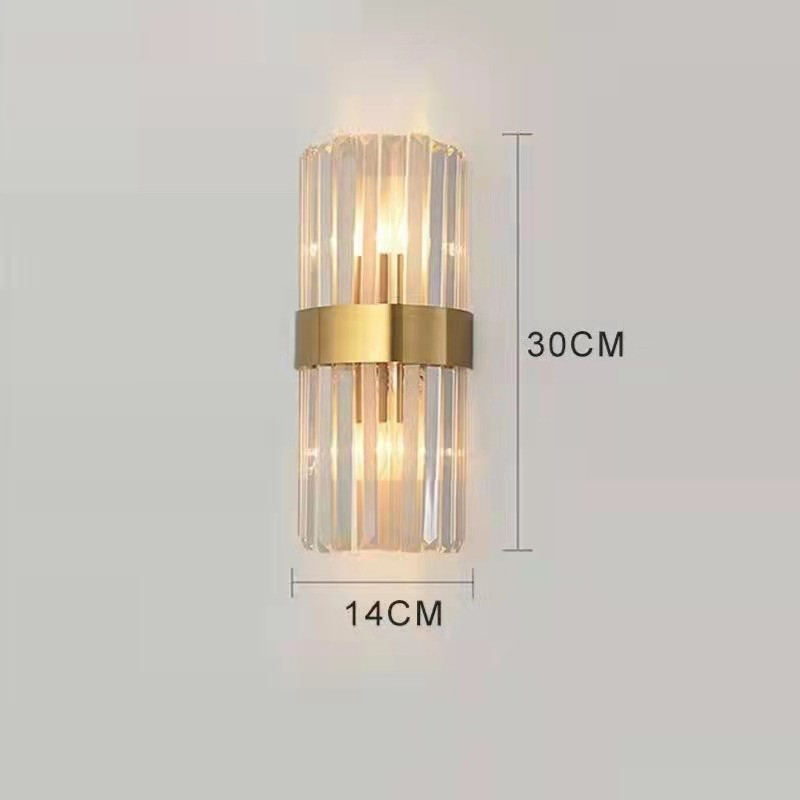 Lampa de perete interior, aplica cu lumina calda rece neutra, inox auriu si cristal, 35x14 cm [2]