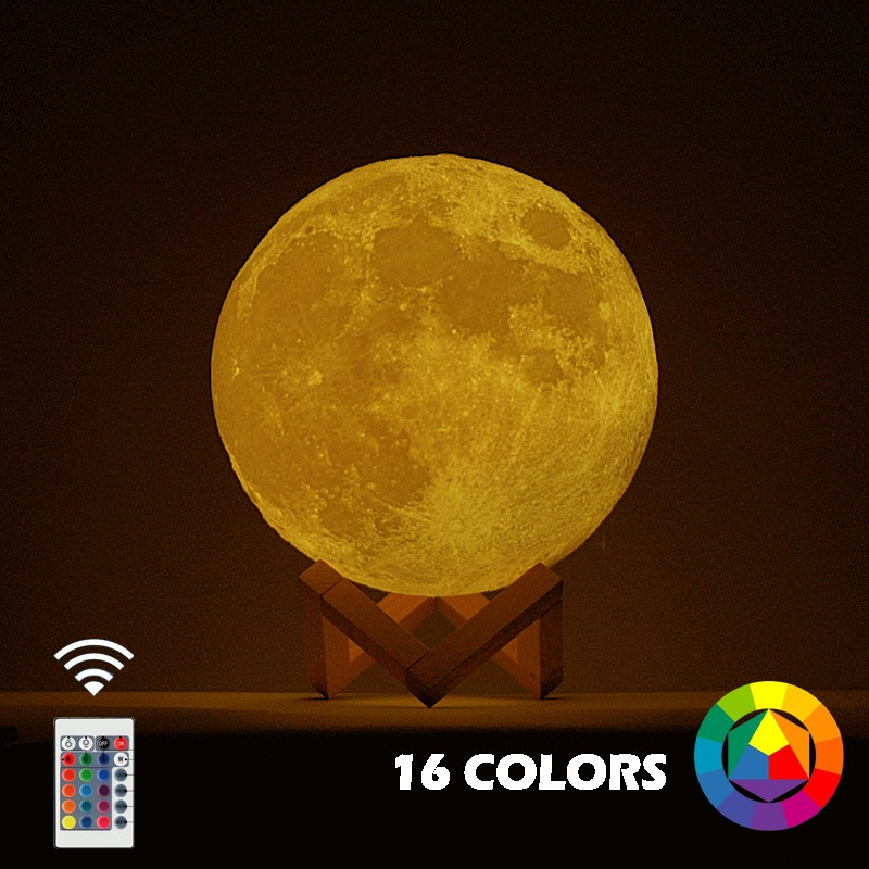 Lampa de veghe in forma de luna, 3D cu stele, acumulator integrat, alimentare USB [2]