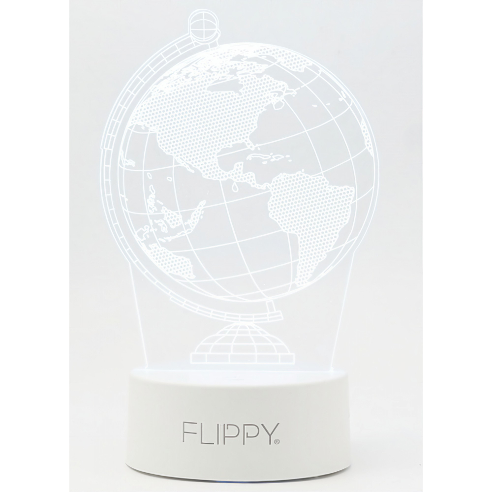 Lampa LED decorativa 3D, Globul Pamantesc, alimentare USB si baterii, acril alb, 20 cm [6]