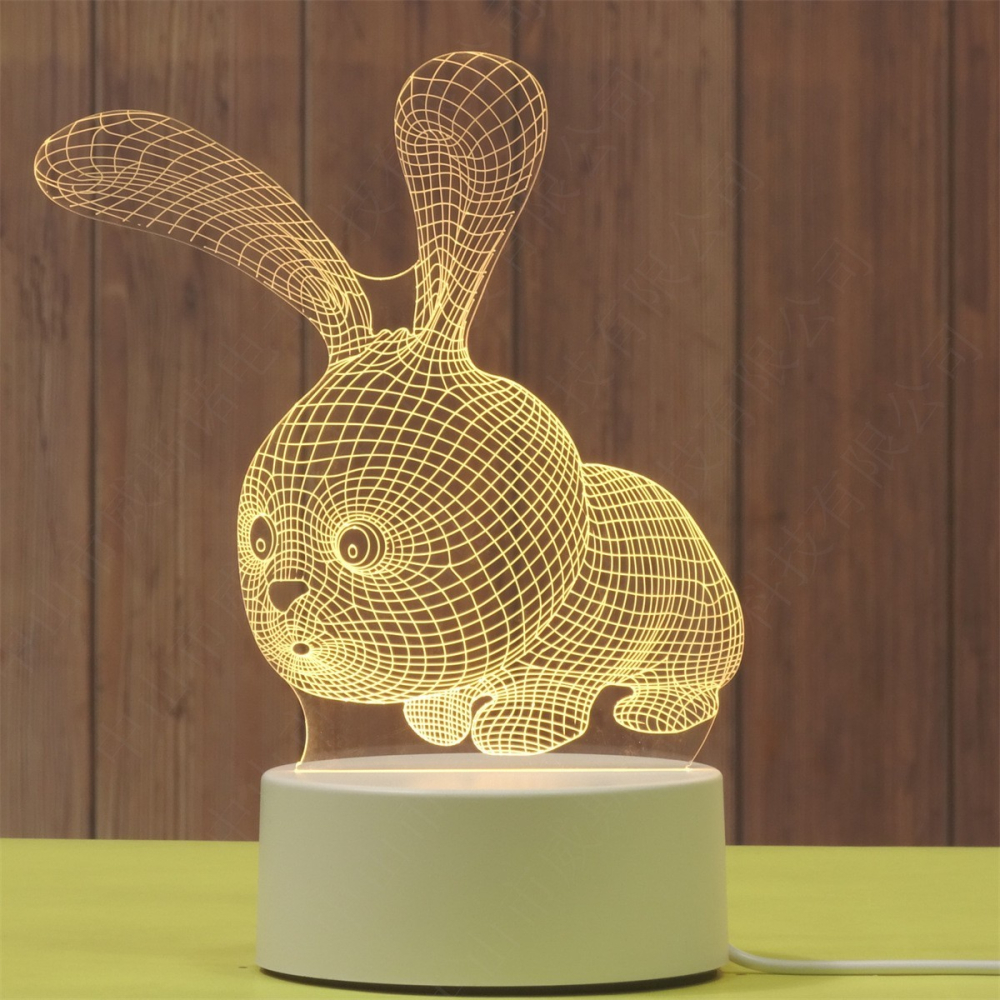 Lampa LED decorativa 3D, model Iepure, lumina multicolora, acril 20 cm [6]