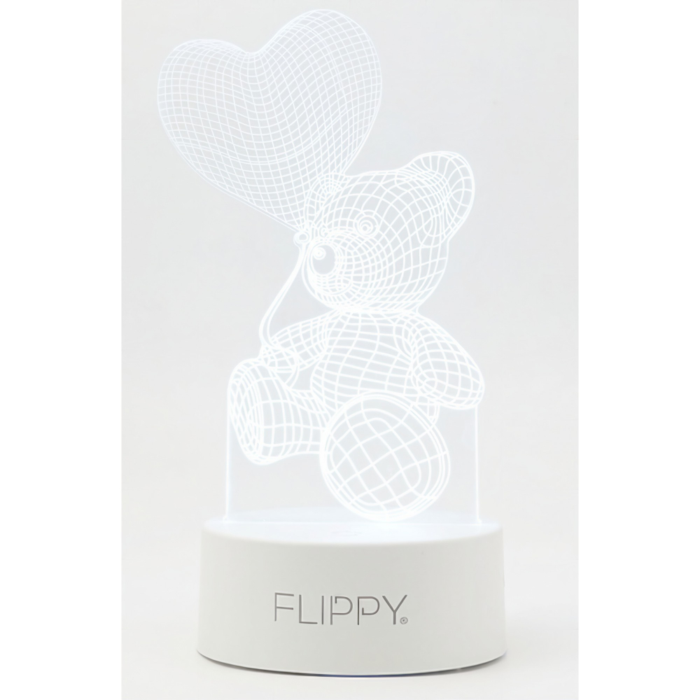 Lampa LED decorativa 3D, ursulet cu balon inima, telecomanda, alimentare USB si baterii, 20 cm [6]