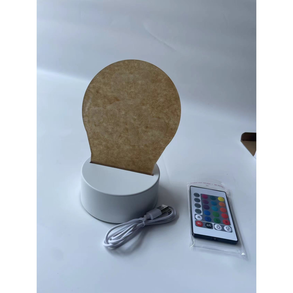 Lampa LED decorativa 3D, ursulet si semiluna, cu telecomanda, alimentare USB si baterii, 20 cm, acril alb [10]