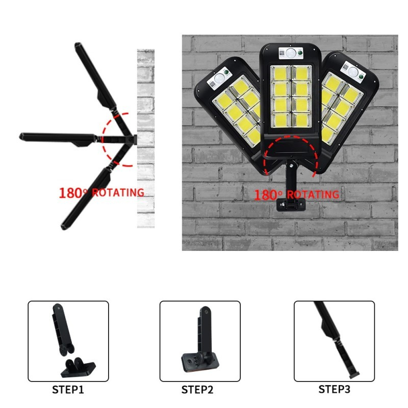 Lampa solara de exterior LED, 36 cm x 11.5 cm, 120 COB LED, 3 moduri iluminare, IP65 [2]