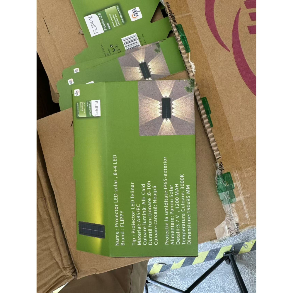 lampa solara perete 8+4 LED lumina calda negru [4]