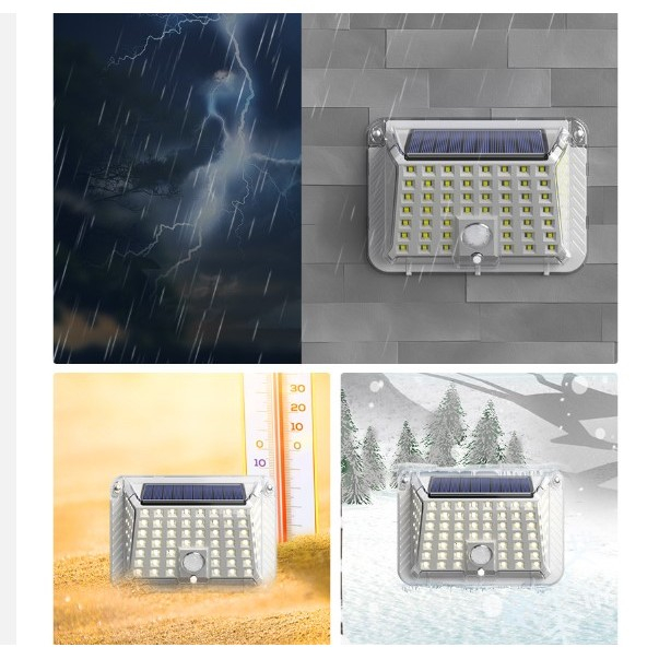 Lampa solara de perete, 90 LED-uri SMD, senzor de miscare, material ABS, alb rece [4]