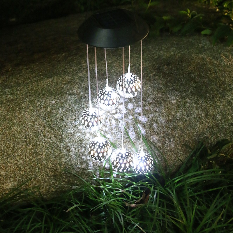 Lampa solara decorativa pentru gradina, model clopotel de vant, LED alb cald [3]