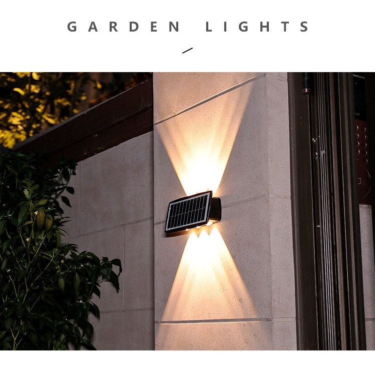 Lampa solara LED bidirectionala pentru perete, 6 LED-uri, ABS, alb cald [3]