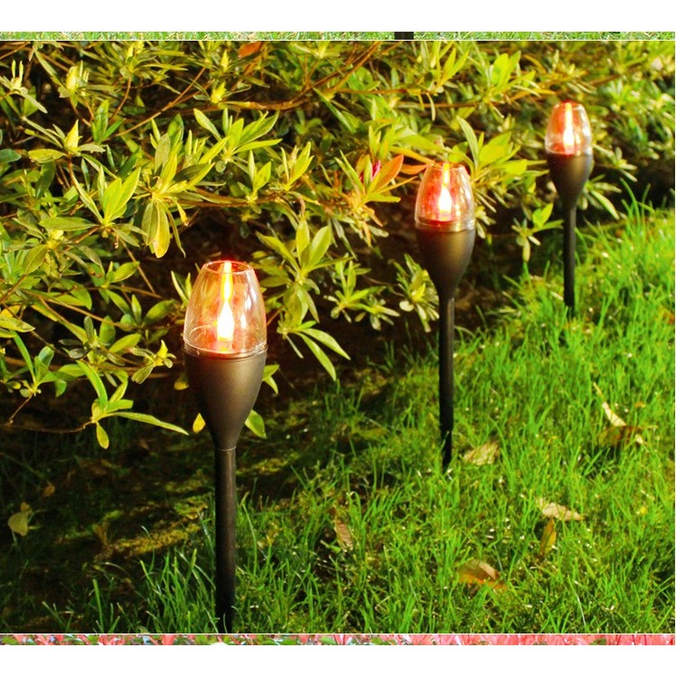 Lampa solara LED pentru gradina, set 10 bucati, efect flacara multicolor, inaltime 37.5 cm [6]