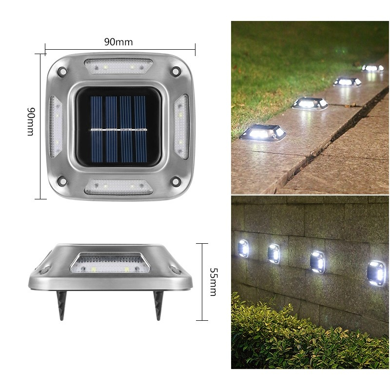 Lampa solara LED pentru gradina, set 4 bucati, 8 LED-uri, prindere perete si impamantare, ABS si policarbonat [6]