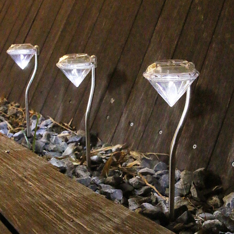 Lampa solara LED pentru gradina, set 4 bucati, tip diamant, lumina alb rece [7]