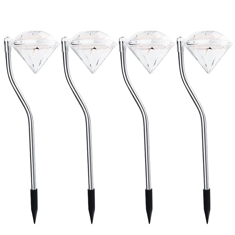 Lampa solara LED pentru gradina, set 4 bucati, tip diamant, multicolor, ABS 30 cm [1]