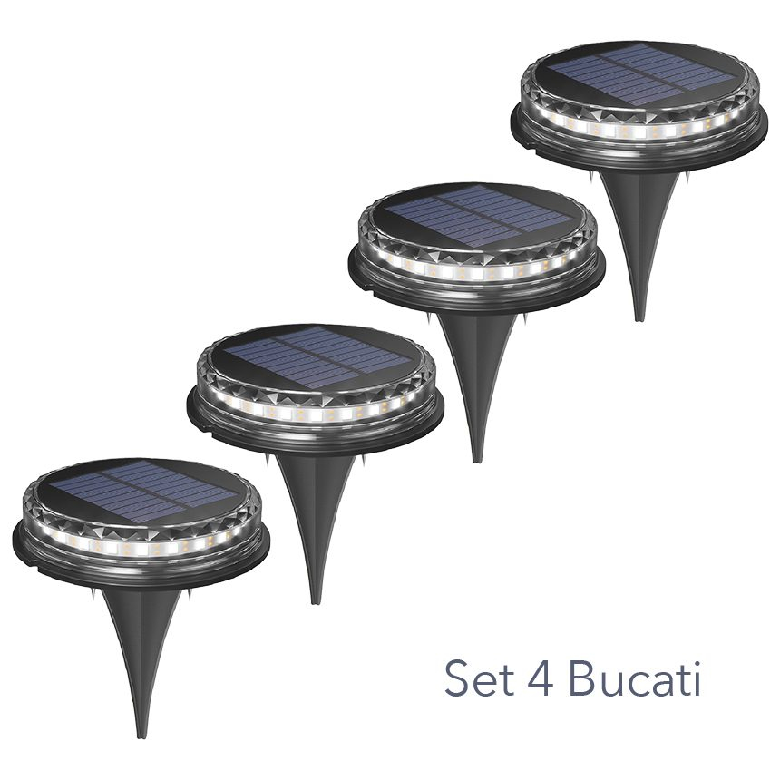 Lampa solara LED tip spot, set 4 bucati, 8 LED-uri, ABS si policarbonat, lumina alba rece [2]