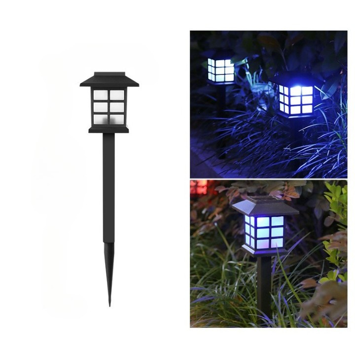Lampa solara pentru gradina, set 2 bucati, tip felinar la pamant, LED lumina albastra [7]