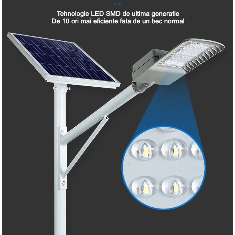 Lampa solara stradala, 100 LED-uri SMD, senzor lumina, montare prin fixare [8]