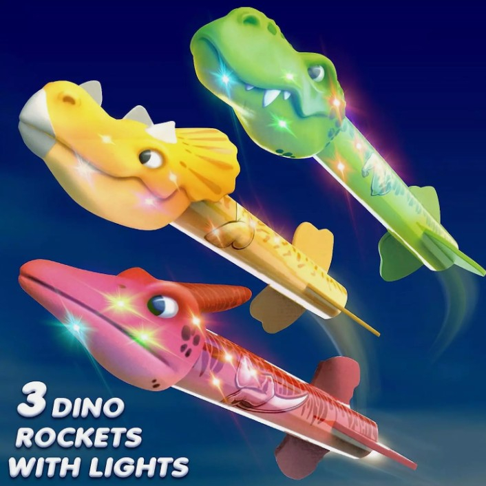 Lansator de rachete cu piciorul, model Vulcan, 3 rachete cu lumini, 30 cm inaltime [7]