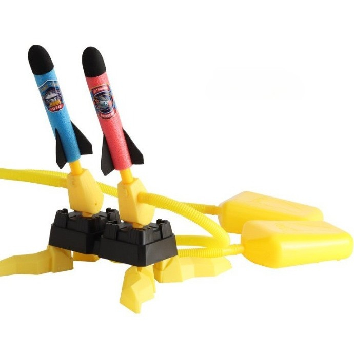 Lansator rachete cu piciorul, doua lansatoare, 6 rachete colorate, plastic [1]